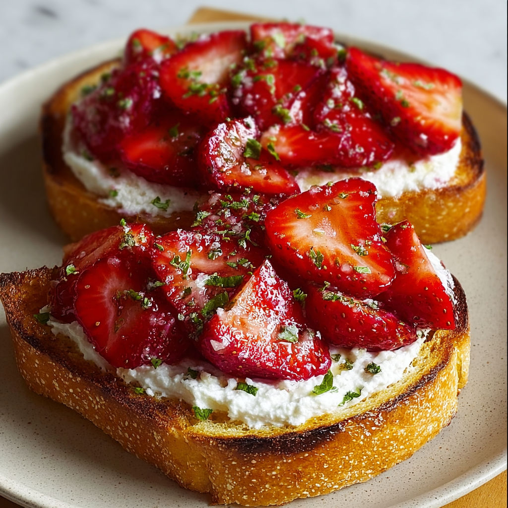A slice of toast with strawberries and whipped cream.