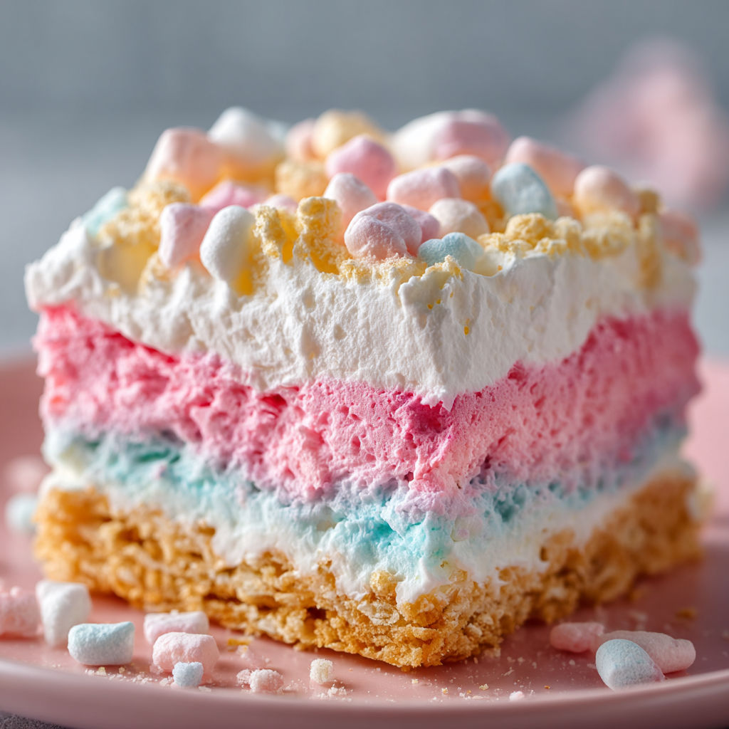 A slice of bubblegum cloud dessert.