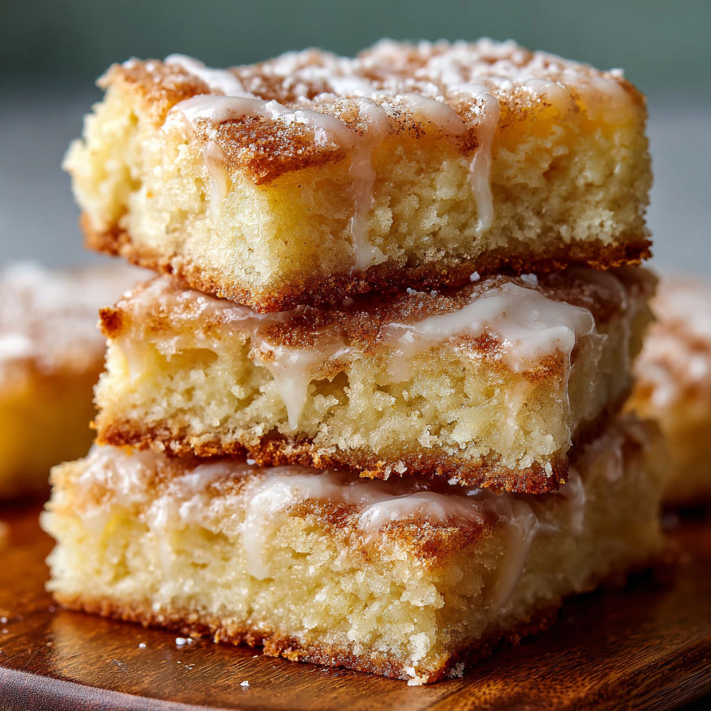 A stack of cake with frosting.