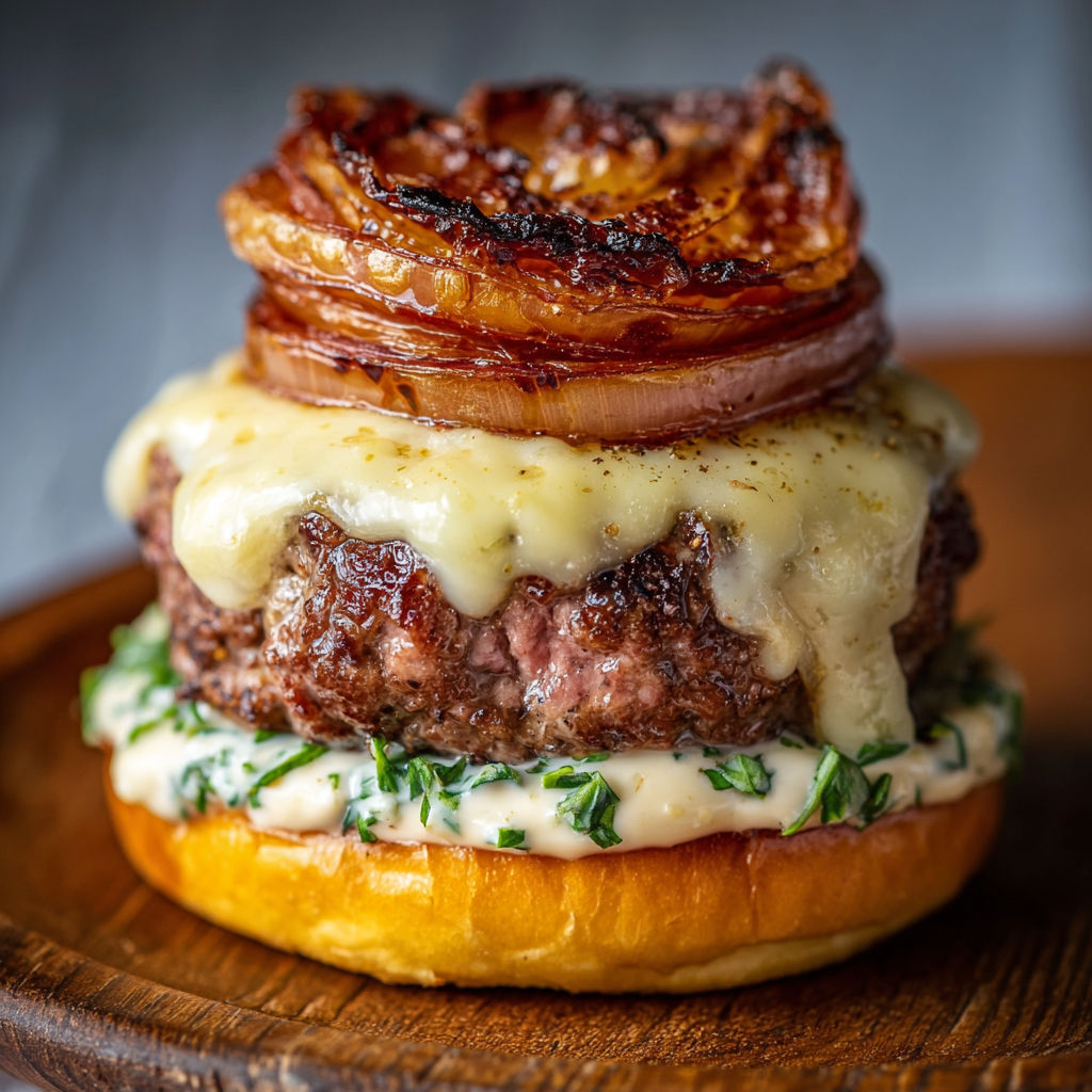 A burger with cheese and bacon on top.
