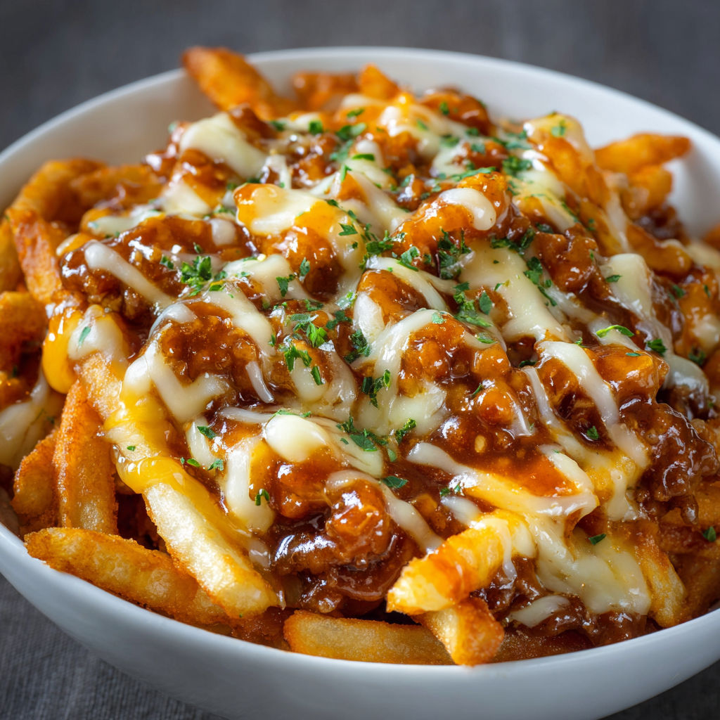 A bowl of chili cheese fries.