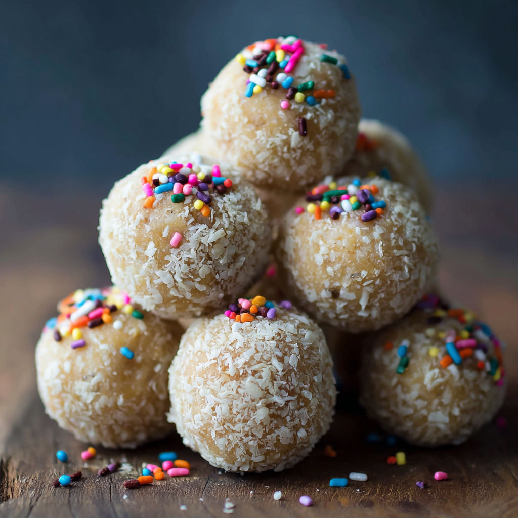 A stack of colorful, frosted, and sprinkled donuts.