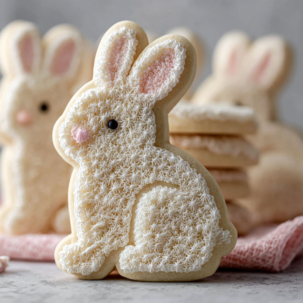 A stack of soft buttercream bunny cookies.