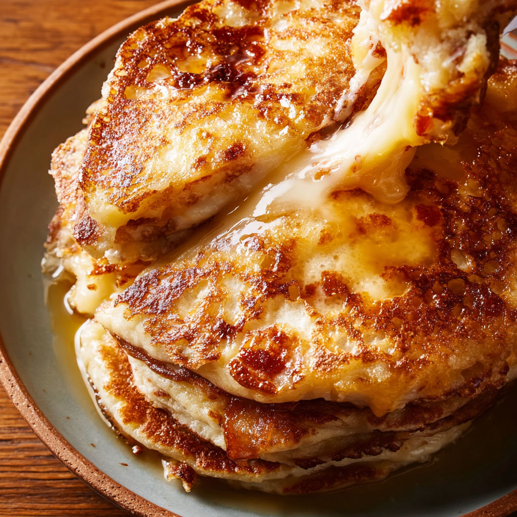 A stack of grilled cheese pancakes.