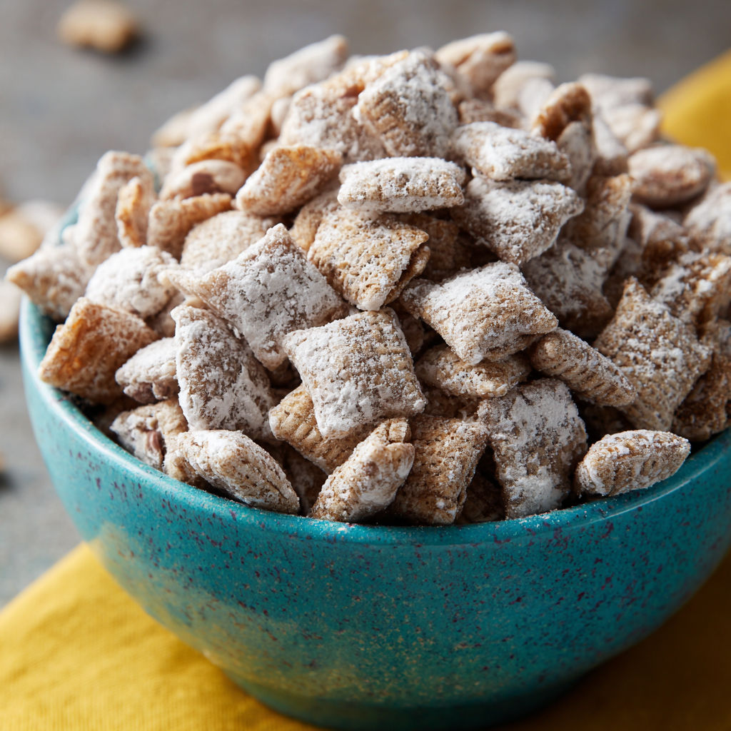 A bowl of cereal with a yellow cloth underneath.
