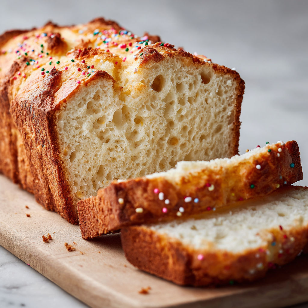 A loaf of bread with sprinkles on top.