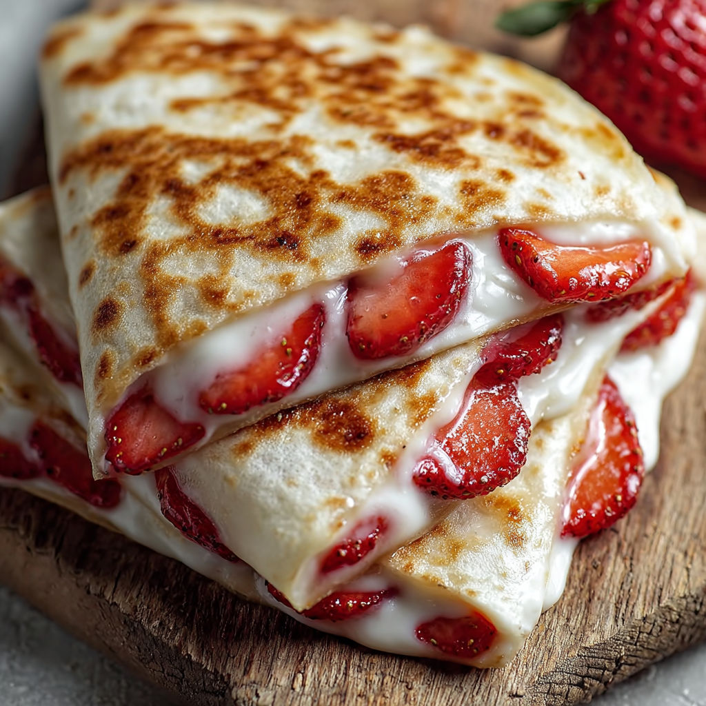 A stack of strawberry cream cheese quesadillas.