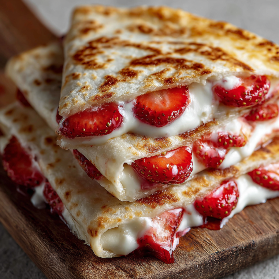 A stack of strawberry cream filled pastries.