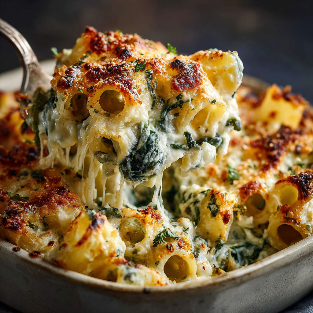 A delicious spinach ricotta pasta bake ready in 30 minutes.