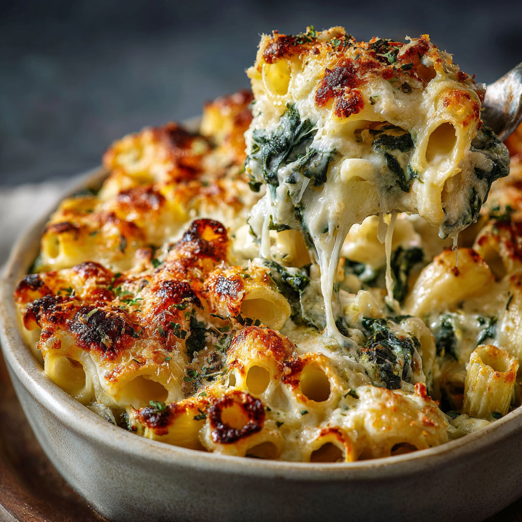 A delicious spinach ricotta pasta bake ready in 30 minutes.