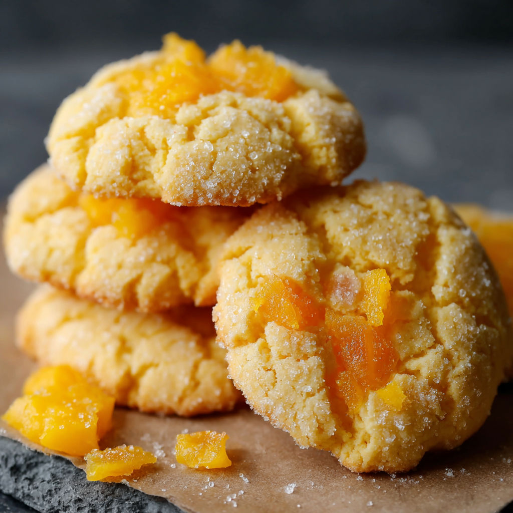 Mango cookies on a table.