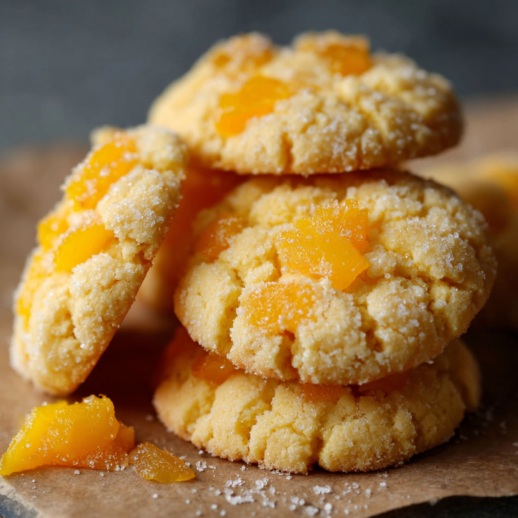 A stack of cookies with orange and yellow icing.