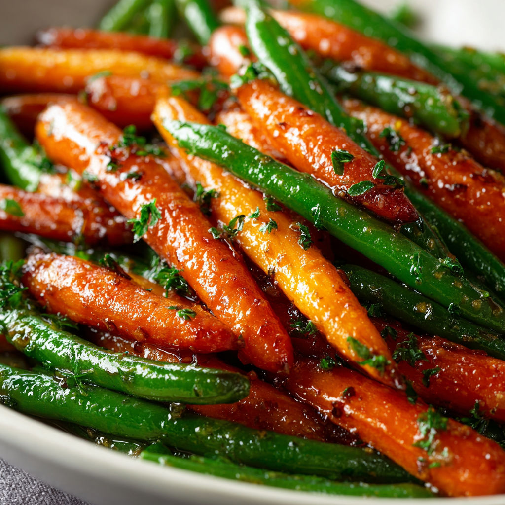 A plate of carrots with green beans.