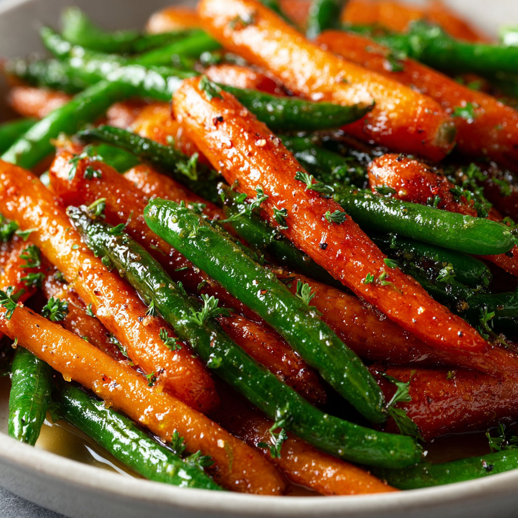 A bowl of cooked carrots and green beans.