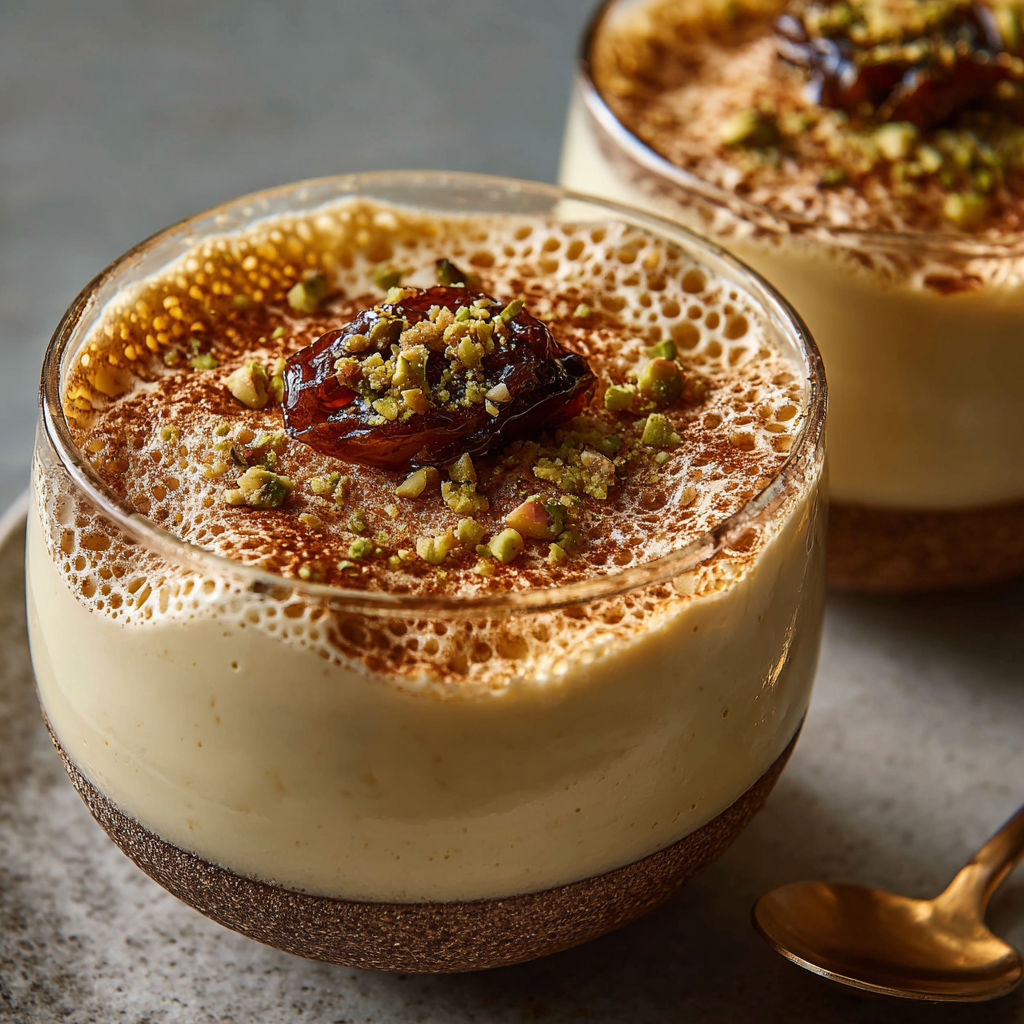 A dessert with a spoon in it.
