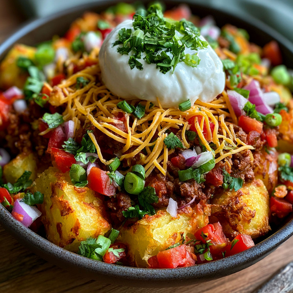 A bowl of food with a white dollop on top.
