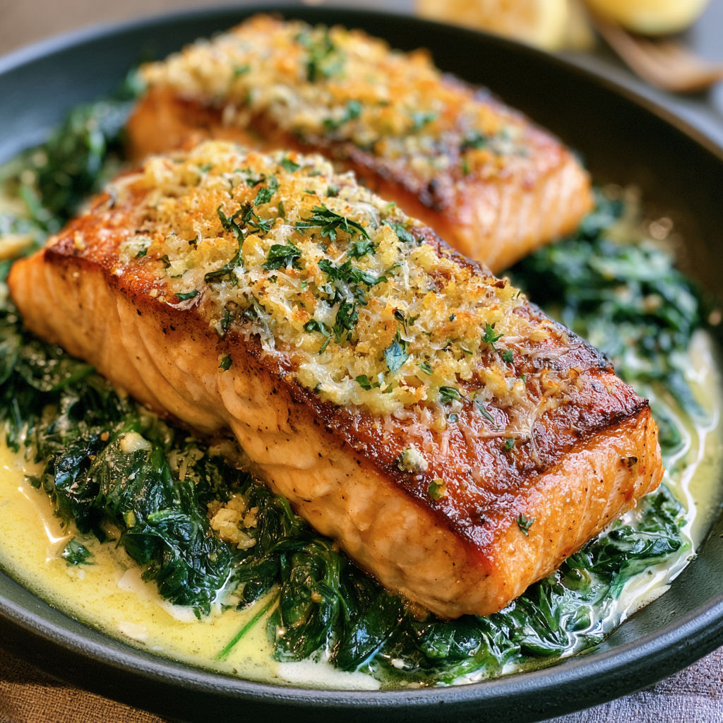A plate of fish with herbs on top.