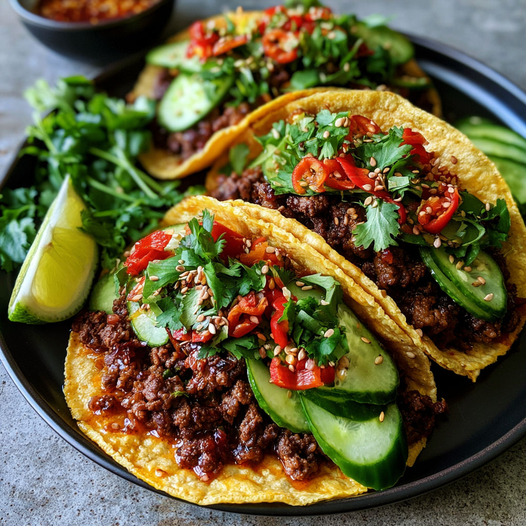 A plate of tacos with meat and vegetables.