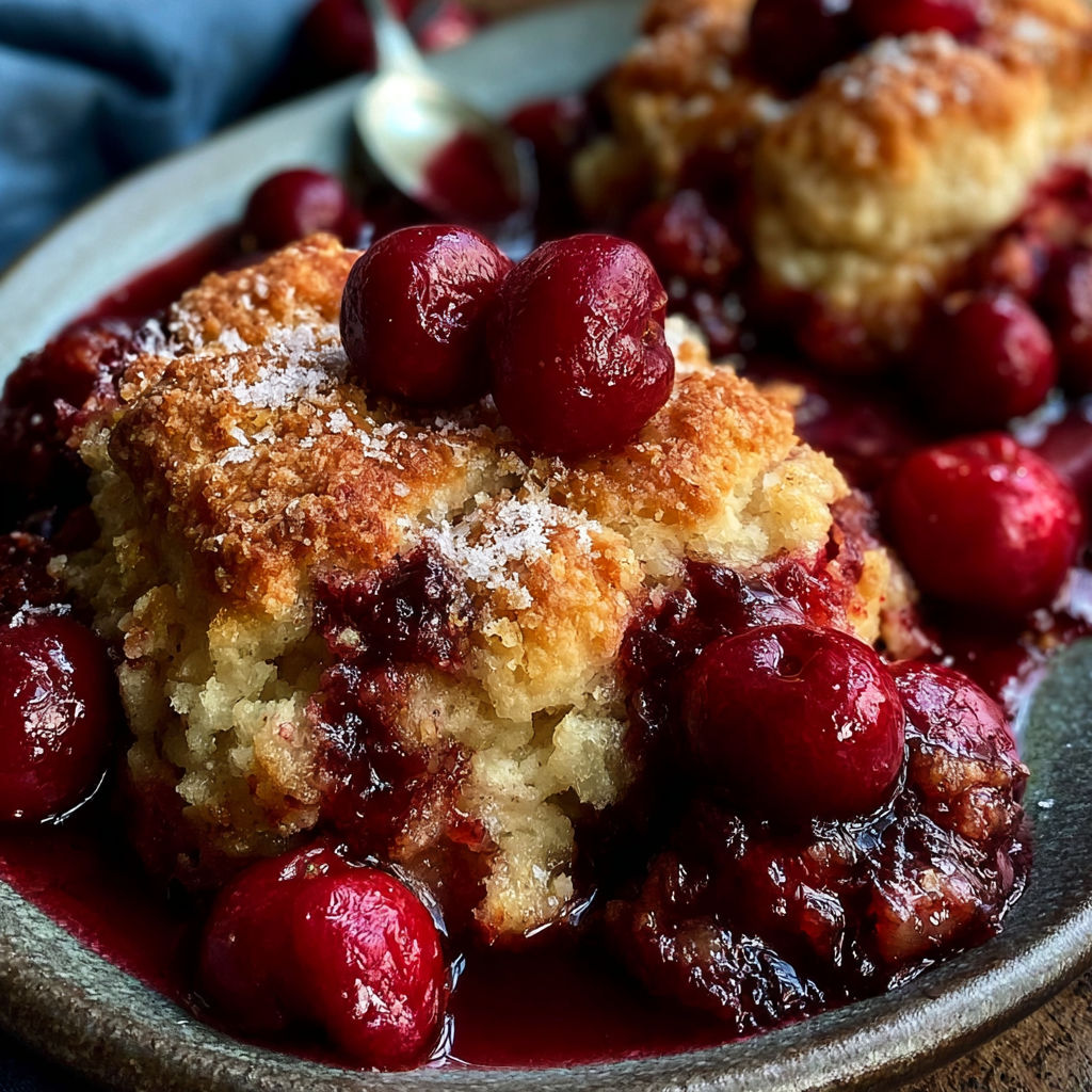 A plate of food with cherries on top.