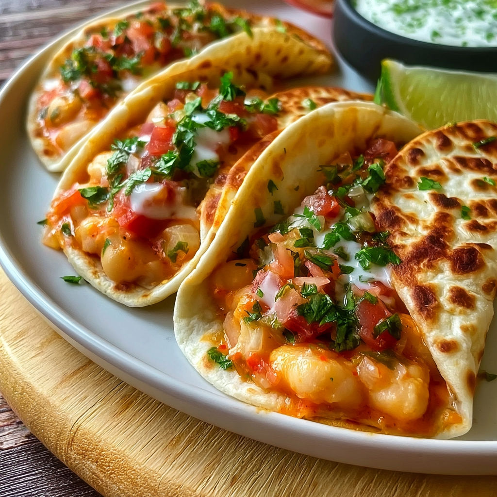 A plate of Buffalo White Bean Tacos.