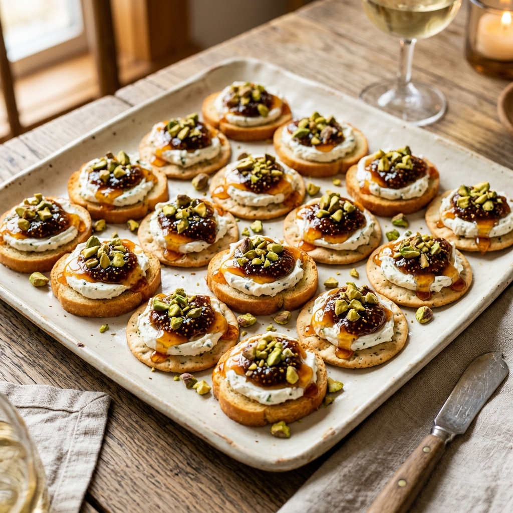 A tray of food with a wine glass.