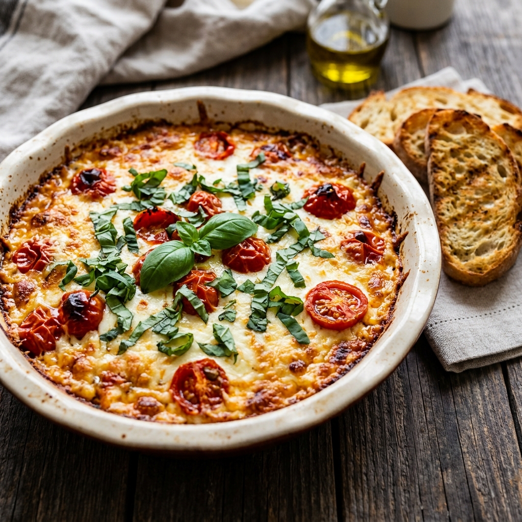 A bowl of food with tomatoes, spinach, and cheese.