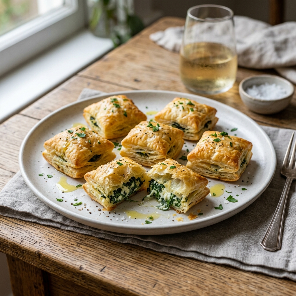 A plate of spinach ricotta bites.