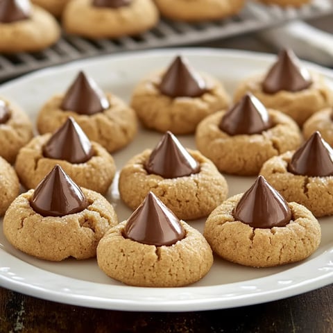 Soft Peanut Butter Cookies with Chocolate Kisses