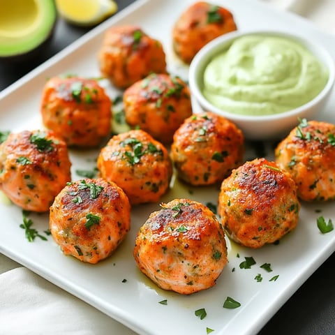 Soft Baked Salmon Bites with Creamy Avocado Sauce