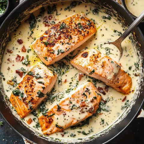 Luscious Salmon in Creamy Garlic Sauce