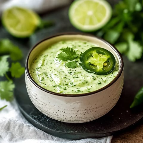 Creamy Garlic Lime Sauce with Cilantro and Jalapeños