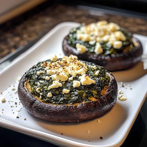 Stuffed Portobello Mushrooms with Spinach and Feta Cheese