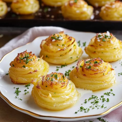 A plate filled with beautifully piped and golden Duchess Potatoes.