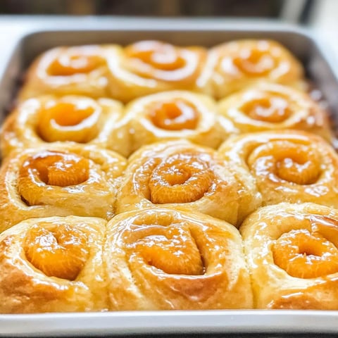 Pan of glazed rolls with icing on top.