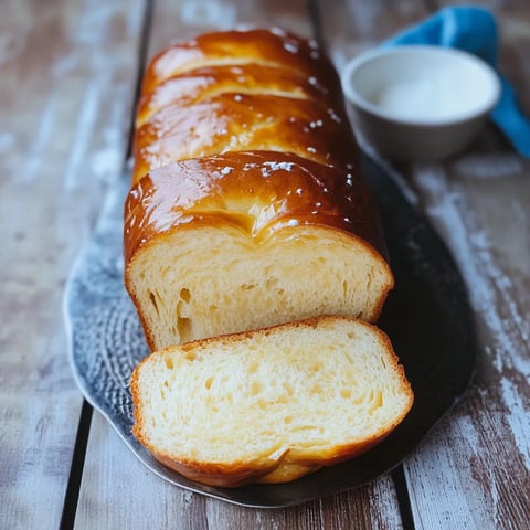 A golden loaf of bread on a table, ready to eat.