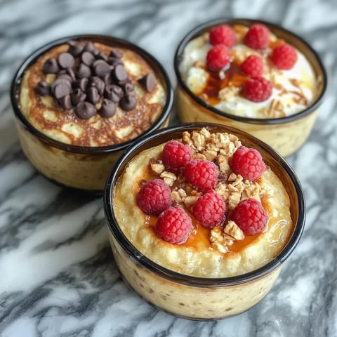 Three bowls topped with fresh raspberries.