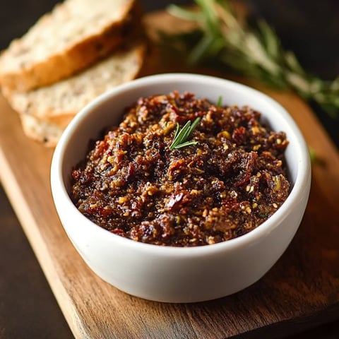 A bowl of red sauce with a sprig of parsley on top.