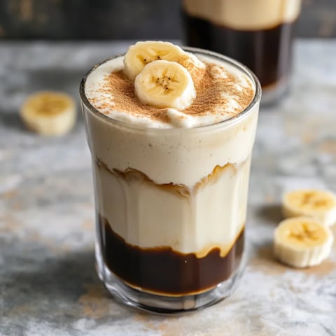 A glass of banana and chocolate.