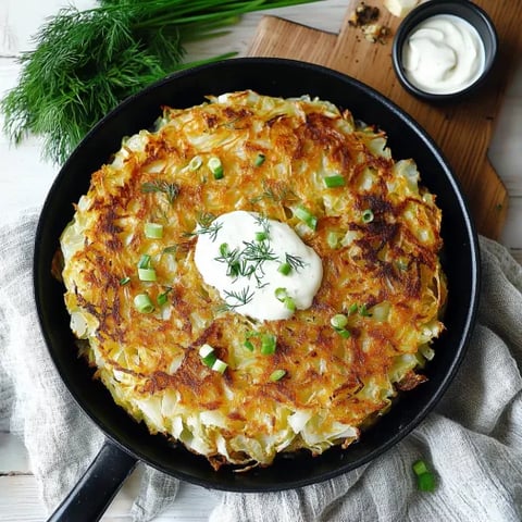 Skillet dish topped with a dollop of sour cream.