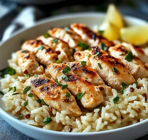 Garlic Chicken with Parmesan Rice