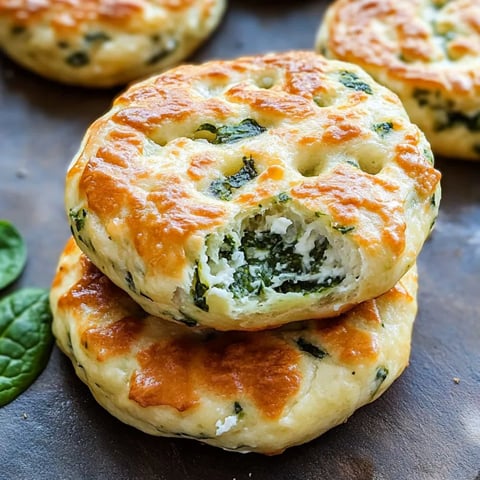 Stack of golden flat bagels topped with greens.