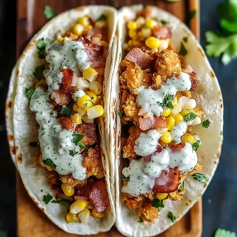 Crunchy Fried Chicken Loaded Tacos with Corn and Ranch