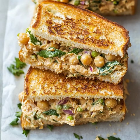 A sandwich piled with chickpeas and fresh lettuce.