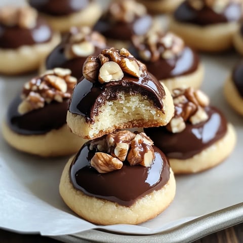 A plate of cookies with chocolate and walnuts.