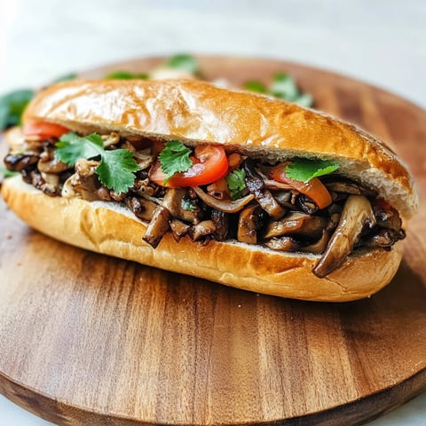 A sandwich with mushrooms, tomatoes, and lettuce.