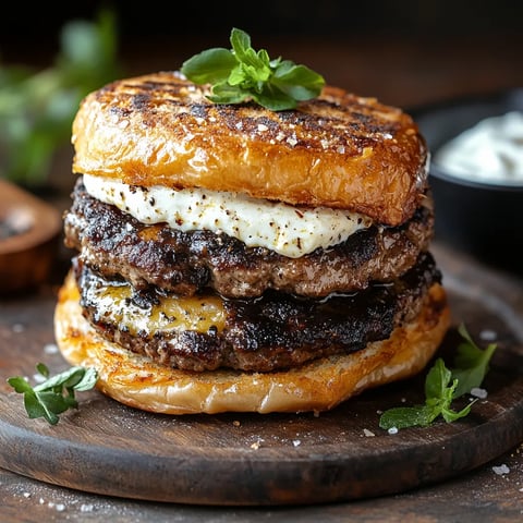 A sandwich with two layers of meat and cheese.