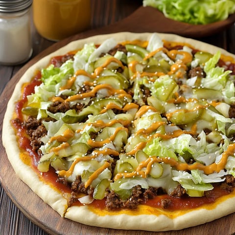 A pizza with lettuce and cheese on top.