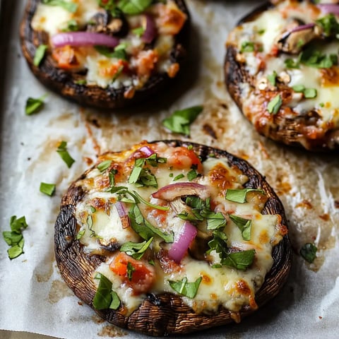 Mushrooms with cheese and tomatoes.