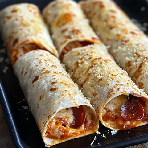 A tray of pizza rolls with cheese and pepperoni.