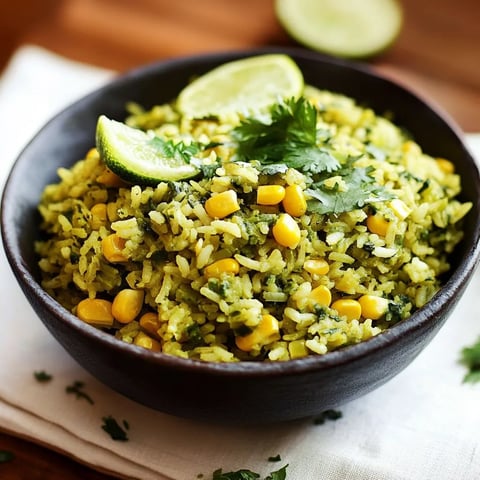 A bowl of rice with lime and cilantro.
